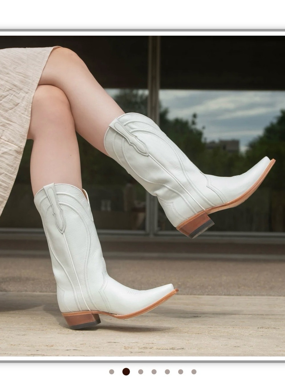 RUJO White Leather Western Cowboy Boots — the Abby - Picture 4 of 7
